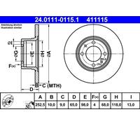 2 x ATE 24.0111-0115.1 Disque de frein pour LADA