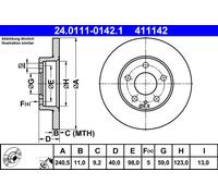 2 x ATE 24.0111-0142.1 Disque de frein pour ALFA ROMEO