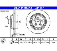 2 x ATE 24.0111-0147.1 Disque de frein pour VOLVO