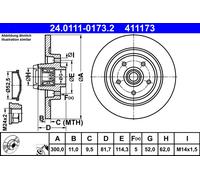 2 x ATE 24.0111-0173.2 Disque de frein pour RENAULT