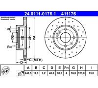 2 x ATE 24.0111-0176.1 Disque de frein pour ABARTH