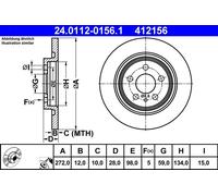 2 x ATE 24.0112-0156.1 Disque de frein pour CITROËN,FIAT,LANCIA,PEUGEOT