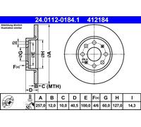 2 x ATE 24.0112-0184.1 Disque de frein pour FIAT,OPEL,VAUXHALL