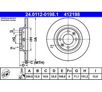 2 x ATE 24.0112-0198.1 Disque de frein pour CITROËN,DS,PEUGEOT