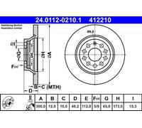 2 x ATE 24.0112-0210.1 Disque de frein pour AUDI,SEAT,SKODA,VW