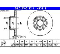 2 x ATE 24.0113-0112.1 Disque de frein pour MERCEDES-BENZ