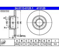 2 x ATE 24.0113-0125.1 Disque de frein pour OPEL,VAUXHALL