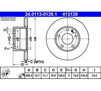 2 x ATE 24.0113-0139.1 Disque de frein pour BMW