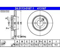 2 x ATE 24.0113-0167.1 Disque de frein pour BMW