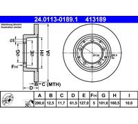 2 x ATE 24.0113-0189.1 Disque de frein pour LAND ROVER
