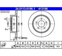 2 x ATE 24.0113-0196.1 Disque de frein pour CHRYSLER