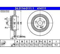 2 x ATE 24.0114-0111.1 Disque de frein pour MERCEDES-BENZ