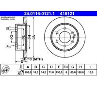 2 x ATE 24.0116-0121.1 Disque de frein pour ,MERCEDES-BENZ,VW