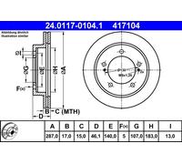 2 x ATE 24.0117-0104.1 Disque de frein pour SUZUKI