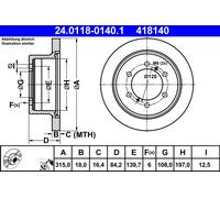 2 x ATE 24.0118-0140.1 Disque de frein pour MITSUBISHI
