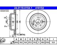 2x ATE 24.0118-0154.1 Disque de frein pour HYUNDAI ix55 324mm