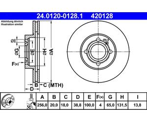 2 x ATE 24.0120-0128.1 Disque de frein pour SEAT,VW