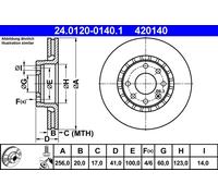 2 x ATE 24.0120-0140.1 Disque de frein pour CHEVROLET,OPEL,VAUXHALL