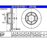 ATE Disque de frein 24.0120-0168.1 ventilé – 2x – convient pour TOYOTA VAG