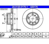 2 x ATE 24.0120-0176.1 Disque de frein pour PORSCHE
