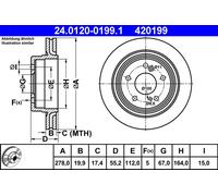 Disque de frein ATE 24.0120-0199.1 arrière, ventilé, à haute teneur en carbone, 1 pièce
