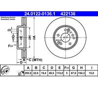 2x Disque de frein ventilé 24.0122-0136.1 ATE pour MERCEDES-BENZ 124 T-Model