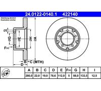 2 x ATE 24.0122-0140.1 Disque de frein pour MERCEDES-BENZ
