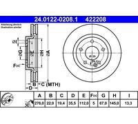 2 x ATE 24.0122-0208.1 Disque de frein pour MERCEDES-BENZ
