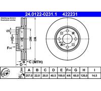 2 x ATE 24.0122-0231.1 Disque de frein pour FIAT,OPEL,VAUXHALL