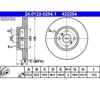 2 x ATE 24.0122-0254.1 Disque de frein pour TOYOTA