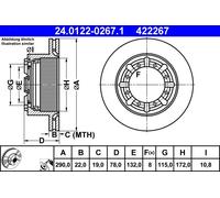 2 x ATE 24.0122-0267.1 Disque de frein pour RENAULT,RENAULT TRUCKS