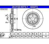 Disque de frein ATE 24.0122-0273.1 arrière, ventilé, à haute teneur en carbone, 1 pièce
