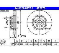 2 x ATE 24.0122-0276.1 Disque de frein pour SUBARU,TOYOTA