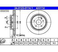 2 x ATE 24.0123-0114.1 Disque de frein pour ,CHEVROLET,OPEL,SAAB,VAUXHALL