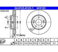 2 x ATE 24.0123-0123.1 Disque de frein pour HYUNDAI,KIA