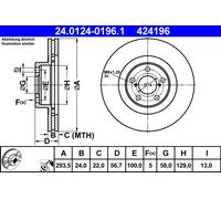 Disque de frein ATE 24.0124-0196.1 avant, ventilé, 1 pièce