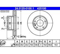 2 x ATE 24.0125-0100.1 Disque de frein pour BMW