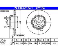 2 x ATE 24.0125-0184.1 Disque de frein pour AUDI
