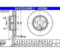 2 x ATE 24.0125-0200.1 Disque de frein pour MERCEDES-BENZ