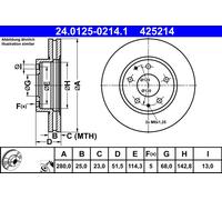 2 x ATE 24.0125-0214.1 Disque de frein pour MAZDA