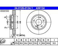 2 x ATE 24.0126-0134.1 Disque de frein pour MITSUBISHI