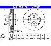 2 x ATE 24.0126-0188.1 Disque de frein pour CHEVROLET,OPEL,VAUXHALL