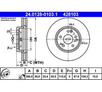 2 x ATE 24.0128-0103.1 Disque de frein pour MERCEDES-BENZ