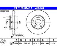 2 x ATE 24.0128-0140.1 Disque de frein pour MAZDA,NISSAN