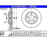 2 x ATE 24.0128-0148.1 Disque de frein pour CHRYSLER