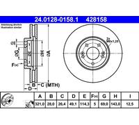 2 x ATE 24.0128-0158.1 Disque de frein pour HYUNDAI