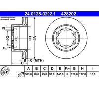 2 x ATE 24.0128-0202.1 Disque de frein pour ,MERCEDES-BENZ,VW