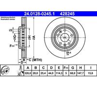 2 x ATE 24.0128-0245.1 Disque de frein pour RENAULT