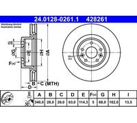 ATE Disque de frein (à l'unité) 4006633390408 RENAULT MEGANE