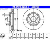 2 x ATE 24.0128-0263.1 Disque de frein pour CHRYSLER,FIAT
